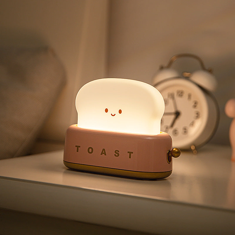 Bread Machine Small Night Light Creative USB Charging Dimming Lighting Table Lamp LED Warm Light Bedroom Bedside Timing Sleeping Light
